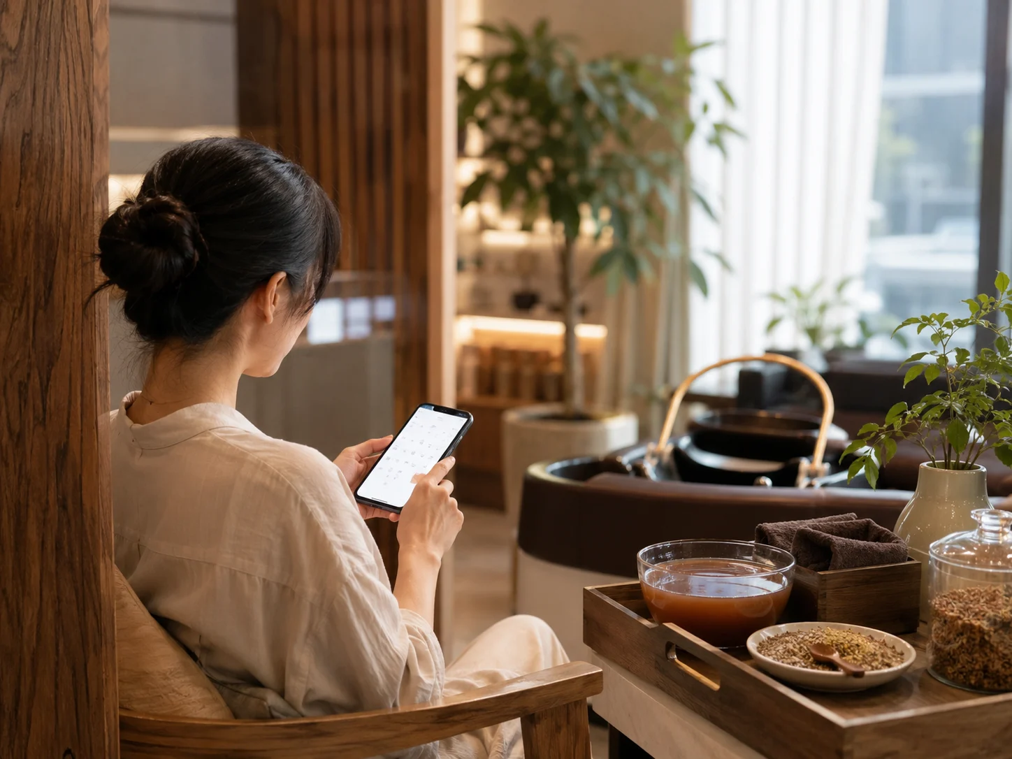 女生换季掉发焦虑适合先问什么配图：换季护理咨询中记录掉发和作息变化，好青丝福田口岸店防脱固发服务示意